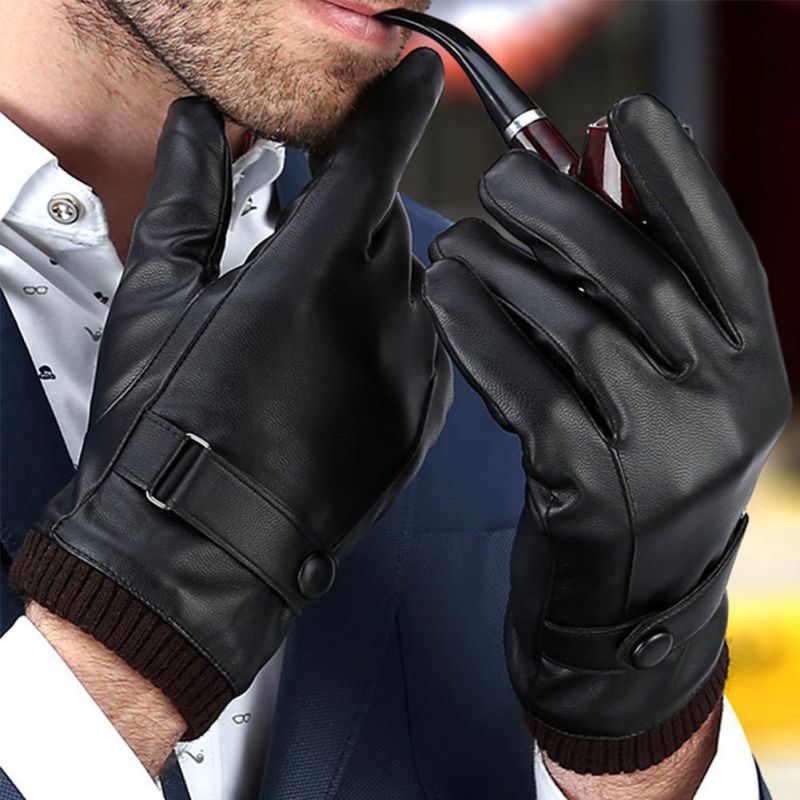 Fashion Men Winter Leather Motorcycle Full Finger Touch